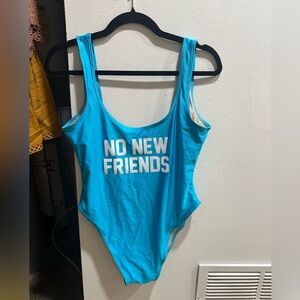 “NO NEW FRIENDS” One Piece Swimsuit